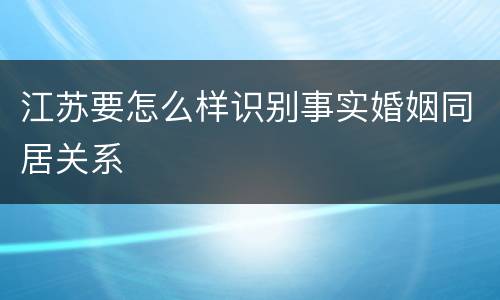 江苏要怎么样识别事实婚姻同居关系