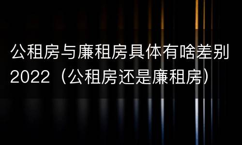 公租房与廉租房具体有啥差别2022（公租房还是廉租房）