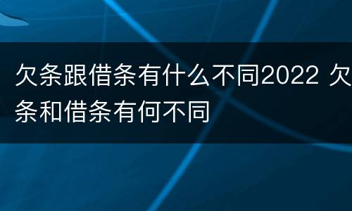欠条跟借条有什么不同2022 欠条和借条有何不同