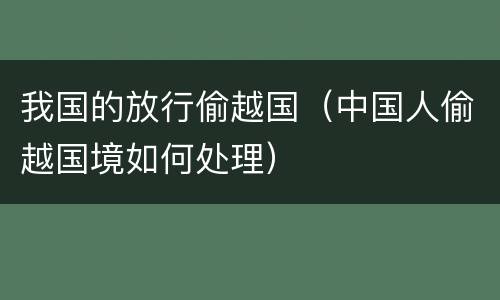 我国的放行偷越国（中国人偷越国境如何处理）