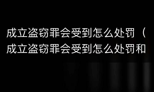 成立盗窃罪会受到怎么处罚（成立盗窃罪会受到怎么处罚和处罚）