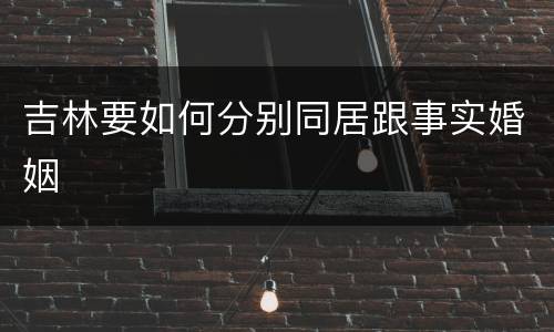 吉林要如何分别同居跟事实婚姻