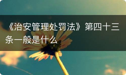 《治安管理处罚法》第四十三条一般是什么