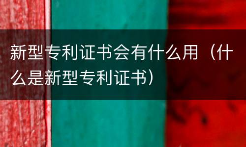 新型专利证书会有什么用（什么是新型专利证书）