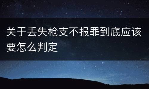 关于丢失枪支不报罪到底应该要怎么判定