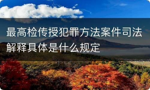最高检传授犯罪方法案件司法解释具体是什么规定