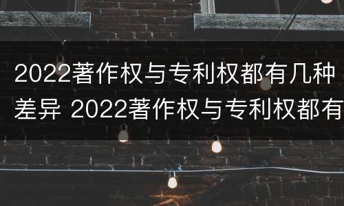 2022著作权与专利权都有几种差异 2022著作权与专利权都有几种差异形式