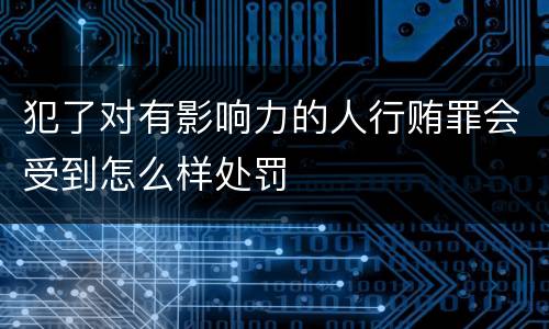 犯了对有影响力的人行贿罪会受到怎么样处罚