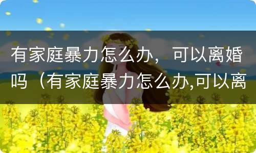 有家庭暴力怎么办，可以离婚吗（有家庭暴力怎么办,可以离婚吗女方）