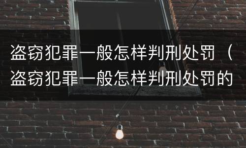 盗窃犯罪一般怎样判刑处罚（盗窃犯罪一般怎样判刑处罚的）