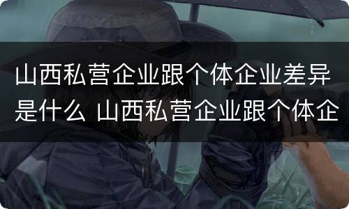 山西私营企业跟个体企业差异是什么 山西私营企业跟个体企业差异是什么性质