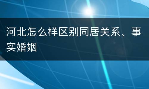 河北怎么样区别同居关系、事实婚姻