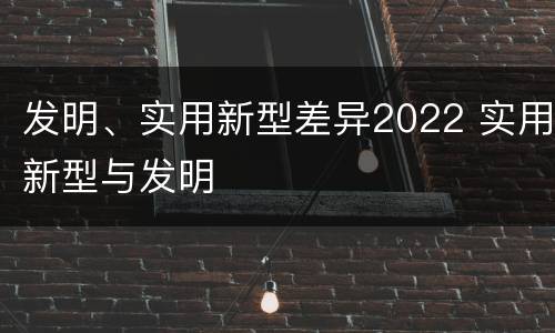 发明、实用新型差异2022 实用新型与发明