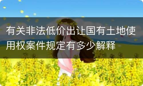 有关非法低价出让国有土地使用权案件规定有多少解释