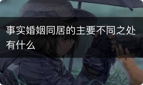 事实婚姻同居的主要不同之处有什么