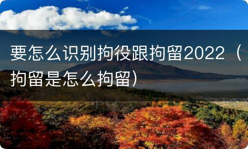 要怎么识别拘役跟拘留2022（拘留是怎么拘留）