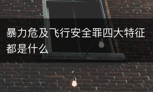 暴力危及飞行安全罪四大特征都是什么