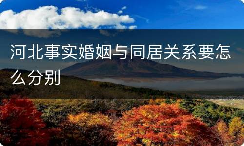 河北事实婚姻与同居关系要怎么分别