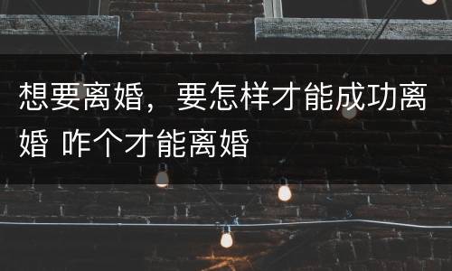 想要离婚，要怎样才能成功离婚 咋个才能离婚
