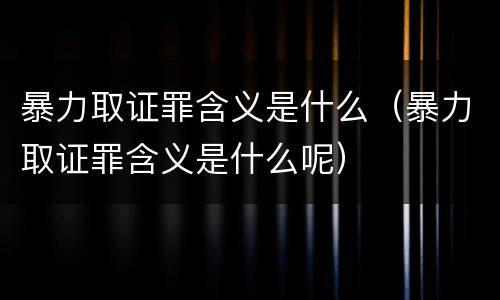 暴力取证罪含义是什么（暴力取证罪含义是什么呢）