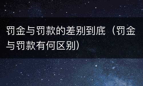 罚金与罚款的差别到底（罚金与罚款有何区别）