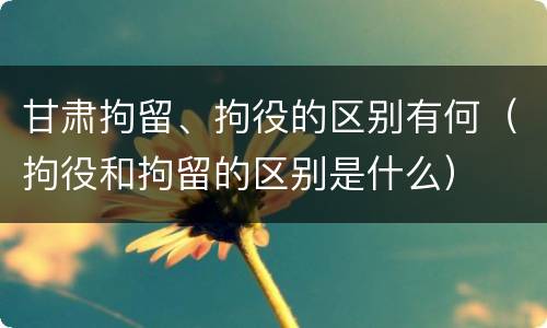 甘肃拘留、拘役的区别有何（拘役和拘留的区别是什么）