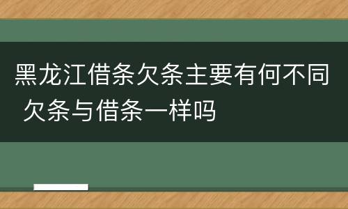 黑龙江借条欠条主要有何不同 欠条与借条一样吗