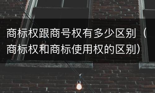 商标权跟商号权有多少区别（商标权和商标使用权的区别）