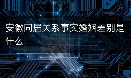安徽同居关系事实婚姻差别是什么