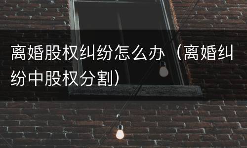 离婚股权纠纷怎么办（离婚纠纷中股权分割）