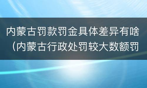 内蒙古罚款罚金具体差异有啥（内蒙古行政处罚较大数额罚款标准）