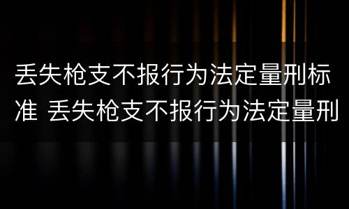 丢失枪支不报行为法定量刑标准 丢失枪支不报行为法定量刑标准
