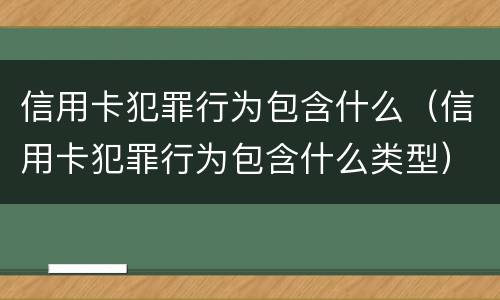 信用卡犯罪行为包含什么（信用卡犯罪行为包含什么类型）