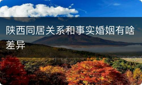 陕西同居关系和事实婚姻有啥差异