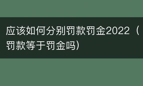 应该如何分别罚款罚金2022（罚款等于罚金吗）