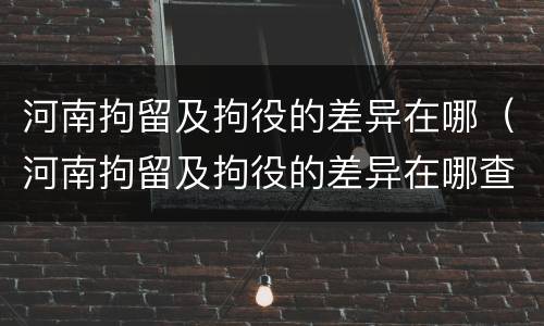 河南拘留及拘役的差异在哪（河南拘留及拘役的差异在哪查）