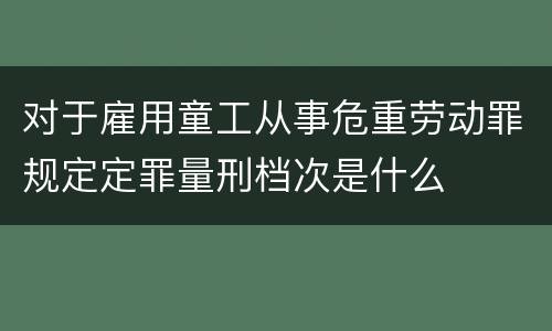 对于雇用童工从事危重劳动罪规定定罪量刑档次是什么