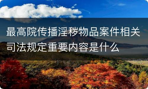 最高院传播淫秽物品案件相关司法规定重要内容是什么