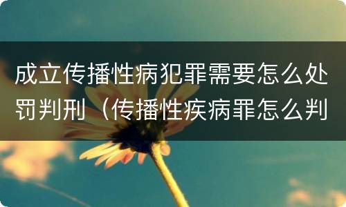成立传播性病犯罪需要怎么处罚判刑（传播性疾病罪怎么判）