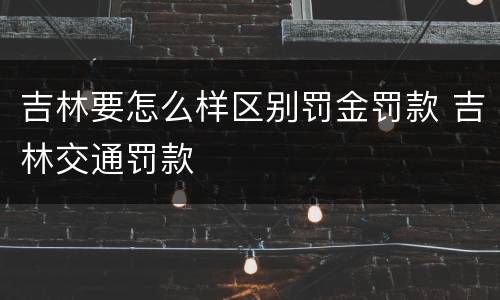 吉林要怎么样区别罚金罚款 吉林交通罚款