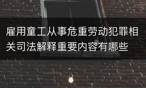 雇用童工从事危重劳动犯罪相关司法解释重要内容有哪些