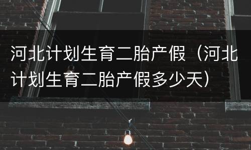 河北计划生育二胎产假（河北计划生育二胎产假多少天）
