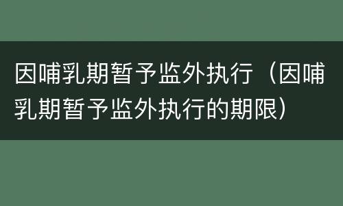 因哺乳期暂予监外执行（因哺乳期暂予监外执行的期限）