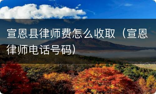 宣恩县律师费怎么收取（宣恩律师电话号码）