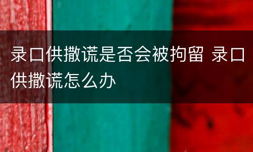 录口供撒谎是否会被拘留 录口供撒谎怎么办
