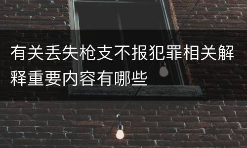 有关丢失枪支不报犯罪相关解释重要内容有哪些