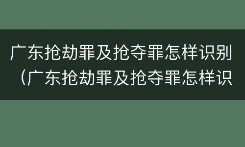 广东抢劫罪及抢夺罪怎样识别（广东抢劫罪及抢夺罪怎样识别认定）