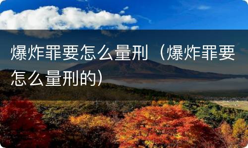 爆炸罪要怎么量刑（爆炸罪要怎么量刑的）