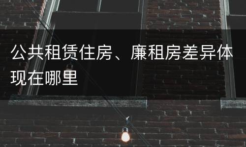 公共租赁住房、廉租房差异体现在哪里
