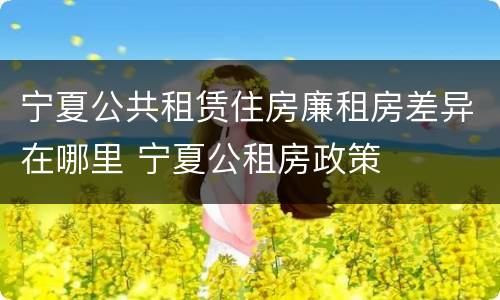 宁夏公共租赁住房廉租房差异在哪里 宁夏公租房政策